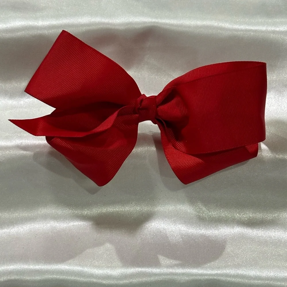 Red Grosgrain Hair Bow Clip - bundle 2 or more for shipping savings.